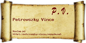 Petrovszky Vince névjegykártya