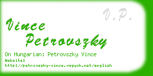 vince petrovszky business card